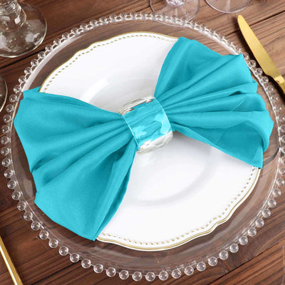 5 Pack Polyester Napkins 20"x20" Turquoise - Durable & Wrinkle Resistant Dinner Napkins