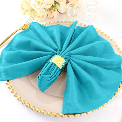 5 Pack Polyester Napkins 20"x20" Turquoise - Durable & Wrinkle Resistant Dinner Napkins