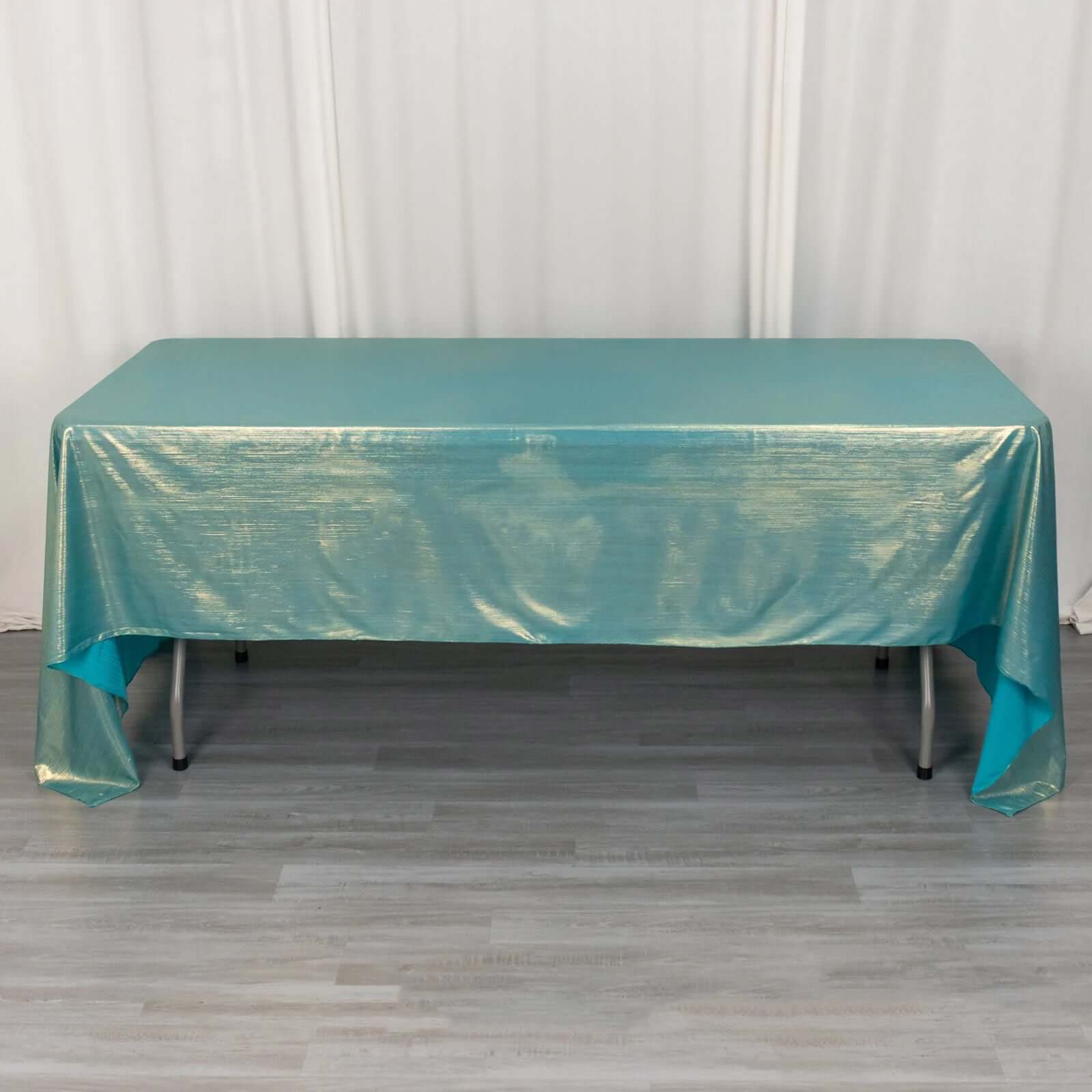 Turquoise Sequin Dots Tablecloth 60x126 In | EFavormart.com