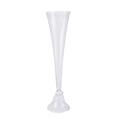 Glass Trumpet Floor Vase Reversible Clarinet Style 40" Clear - Sophisticated Floral Wedding Centerpiece