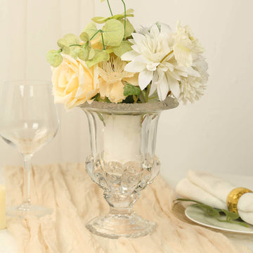 <h3 style="margin-left:0px;">Timeless Elegance in Clear Glass Roman Urn Style Flower Vases