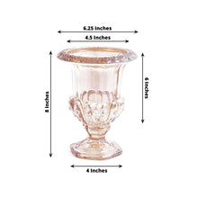 2 Pack Amber Gold Glass Flower Vases in Classic Roman Urn Style, Mini Pedestal Vase Table