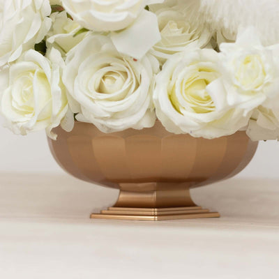 3-Pack Plastic Flower Vases Footed Compote Bowl 10" Roman Style Gold - Round Pedestal Centerpieces