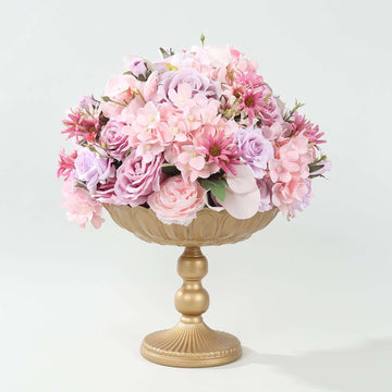 Gold Metal Compote Pedestal Vase: Timeless Elegance