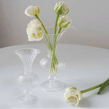 Set of 4 Clear Nordic Style Glass Flower Vases with Petals Texture, Vintage Transparent Bud Planter