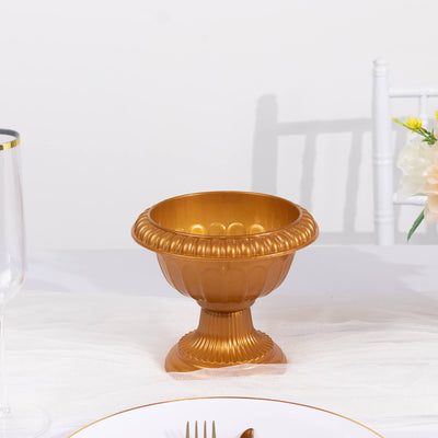 4-Pack Plastic Flower Pot Vases Roman Style Gold 6" - Classic Urn Planter