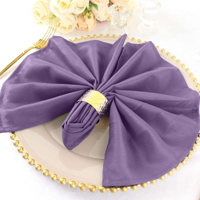 5 Pack Polyester Napkins 20"x20" Violet Amethyst - Durable & Wrinkle Resistant Dinner Napkins