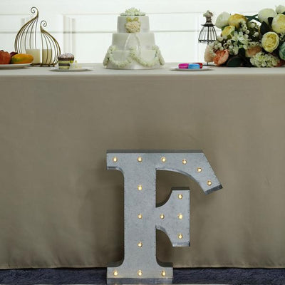 Vintage Galvanized Metal Marquee "F" Letter Lights Cordless With 16 Warm White LED 20"