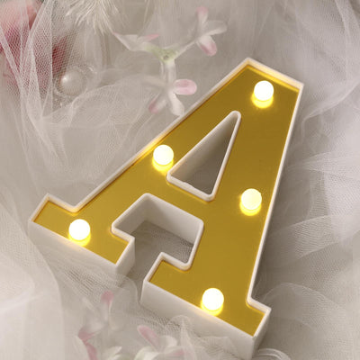 3D Marquee Letter "A" Gold with Warm White 5 LED Lights 6" - Light-Up Accent for Displays