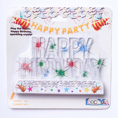 Acrylic LED Cake Topper Clear Multicolor Flashing 5"x3" - Light-Up Happy Birthday Decoration