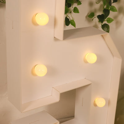 4ft Giant LED Marquee Number "5", White Pre-Cut Foam Board with 10 Warm White Battery Operated LEDs, Glue Gun and Sticks