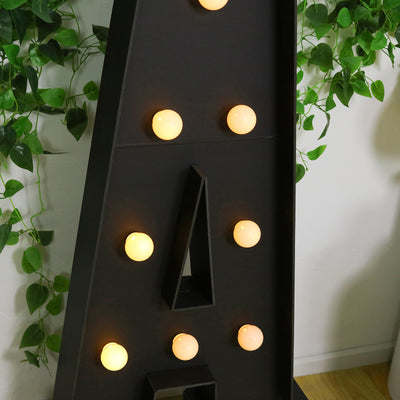 4ft Giant LED Marquee Letter "A", Black Pre-Cut Foam Board with 10 Warm White Battery Operated LEDs, Glue Gun and Sticks