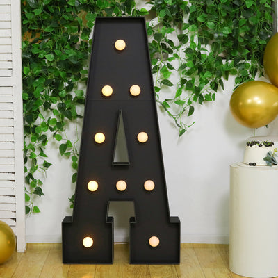 4ft Giant LED Marquee Letter "A", Black Pre-Cut Foam Board with 10 Warm White Battery Operated LEDs, Glue Gun and Sticks