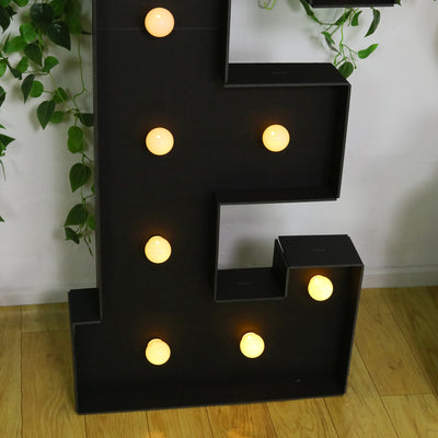 4ft Giant LED Marquee Letter "E", Black Pre-Cut Foam Board with 10 Warm White Battery Operated LEDs, Glue Gun and Sticks