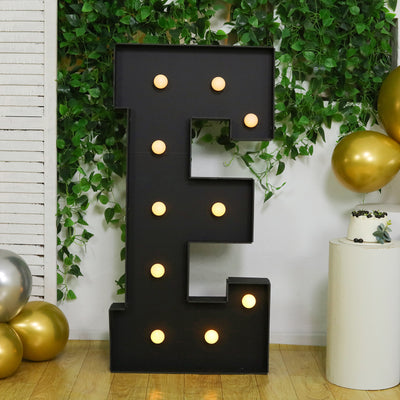 4ft Giant LED Marquee Letter "E", Black Pre-Cut Foam Board with 10 Warm White Battery Operated LEDs, Glue Gun and Sticks