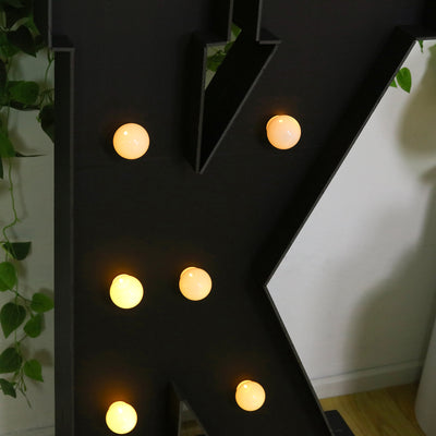 4ft Giant LED Marquee Letter "K", Black Pre-Cut Foam Board with 10 Warm White Battery Operated LEDs, Glue Gun and Sticks