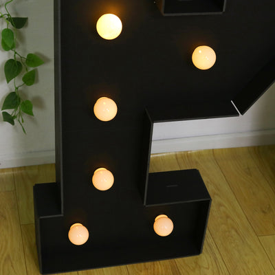 4ft Giant LED Marquee Letter "P", Black Pre-Cut Foam Board with 10 Warm White Battery Operated LEDs, Glue Gun and Sticks