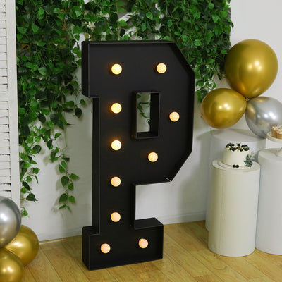 4ft Giant LED Marquee Letter "P", Black Pre-Cut Foam Board with 10 Warm White Battery Operated LEDs, Glue Gun and Sticks