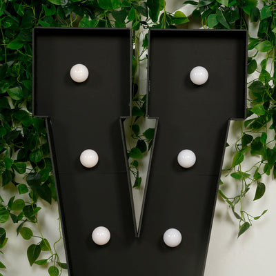 4ft Giant LED Marquee Letter "V", Black Pre-Cut Foam Board with 10 Warm White Battery Operated LEDs, Glue Gun and Sticks