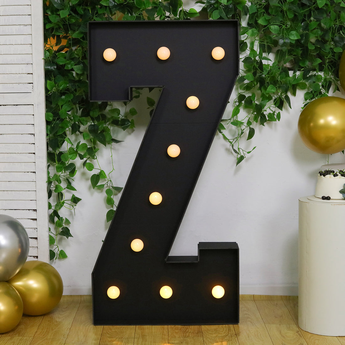 4ft Giant LED Marquee Letter Z, Black Pre-Cut Foam Board with 10 Warm White