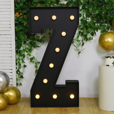 4ft Giant LED Marquee Letter "Z", Black Pre-Cut Foam Board with 10 Warm White Battery Operated LEDs, Glue Gun and Sticks