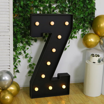 4ft Giant LED Marquee Letter "Z", Black Pre-Cut Foam Board with 10 Warm White Battery Operated LEDs, Glue Gun and Sticks
