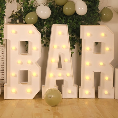 4ft Giant LED Marquee Letter "B", White Pre-Cut Foam Board with 10 Warm White Battery Operated LEDs, Glue Gun and Sticks