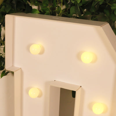 4ft Giant LED Marquee Letter "D", White Pre-Cut Foam Board with 10 Warm White Battery Operated LEDs, Glue Gun and Sticks