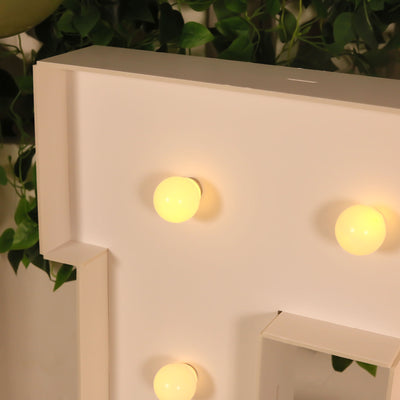 4ft Giant LED Marquee Letter "E", White Pre-Cut Foam Board with 10 Warm White Battery Operated LEDs, Glue Gun and Sticks