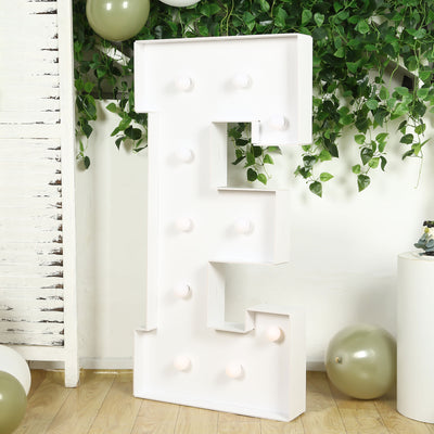 4ft Giant LED Marquee Letter "E", White Pre-Cut Foam Board with 10 Warm White Battery Operated LEDs, Glue Gun and Sticks