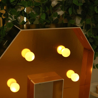 4ft Giant LED Marquee Number "0", Gold Pre-Cut Foam Board with 10 Warm White Battery Operated LEDs, Glue Gun and Sticks