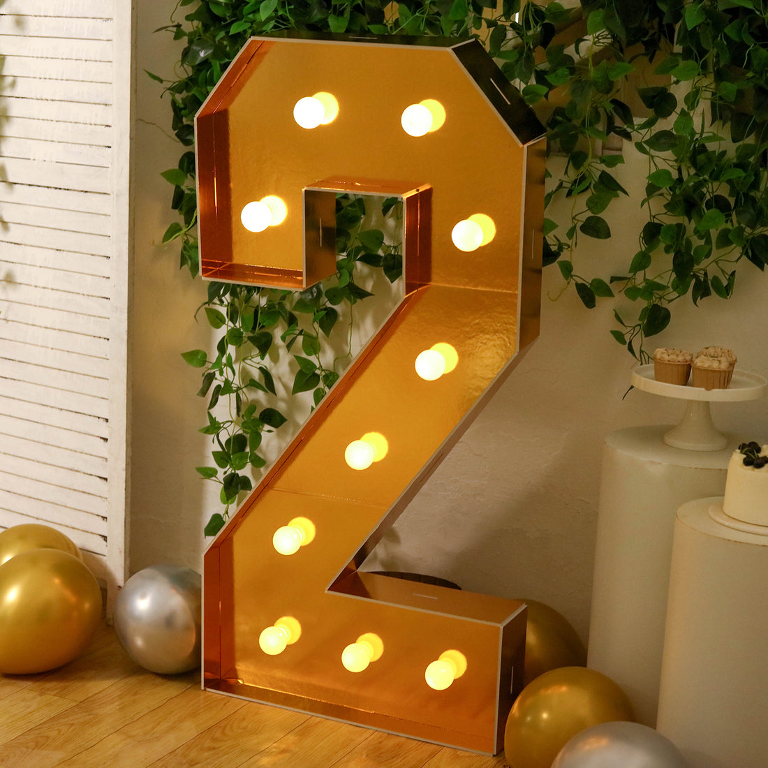 4ft Giant LED Marquee Number, Gold Pre-Cut Foam Board with 10 Warm White