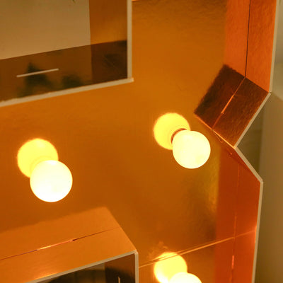 4ft Giant LED Marquee Number "3", Gold Pre-Cut Foam Board with 10 Warm White Battery Operated LEDs, Glue Gun and Sticks