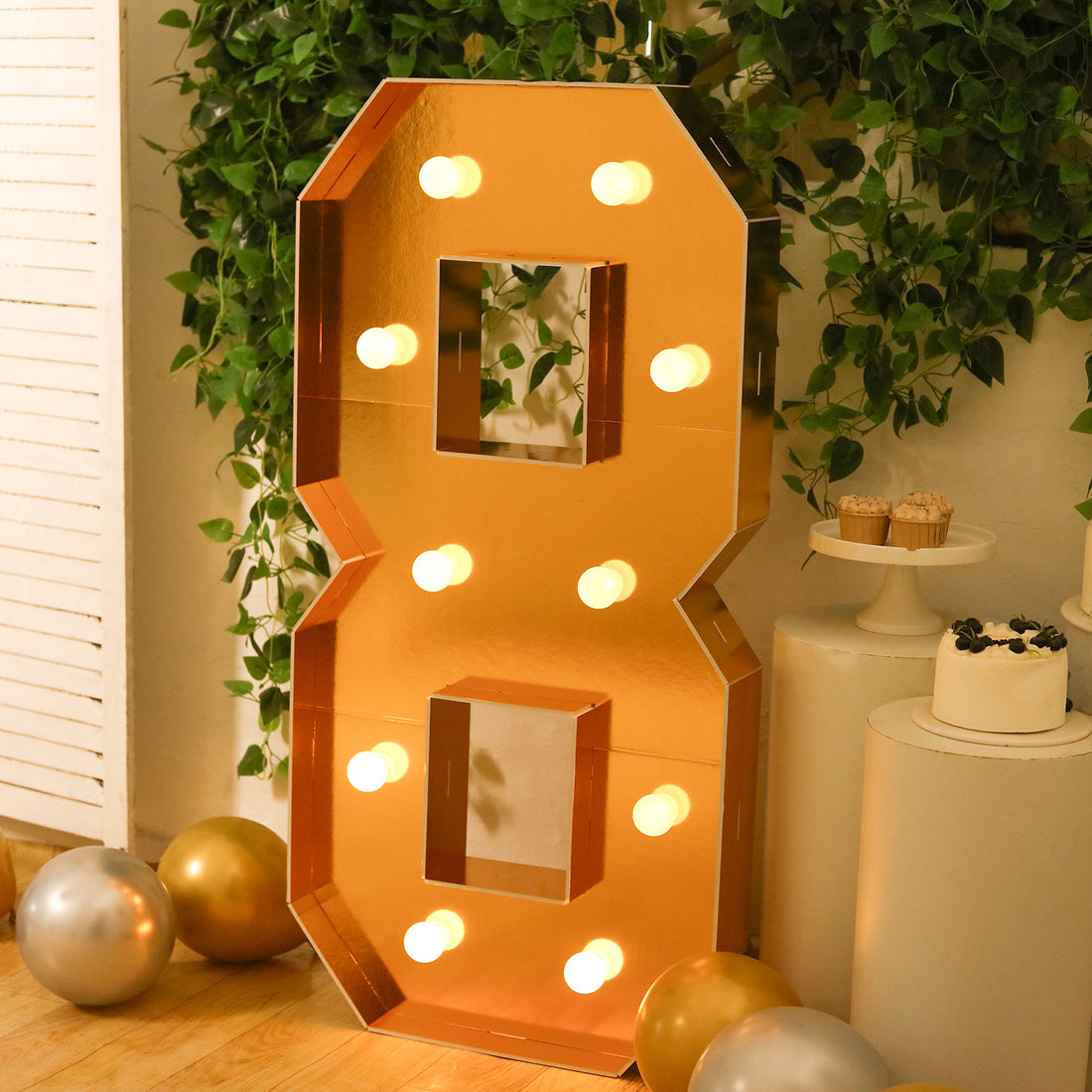 4ft Giant LED Marquee Number, Gold Pre-Cut Foam Board with 10 Warm White