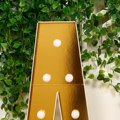 4ft Giant LED Marquee Letter "A", Gold Pre-Cut Foam Board with 10 Warm White Battery Operated LEDs, Glue Gun and Sticks