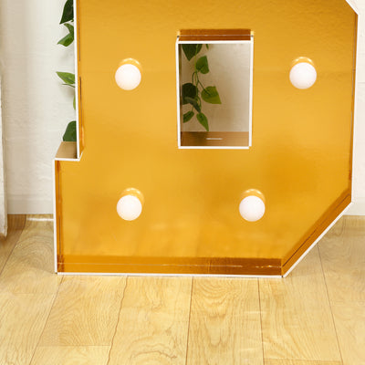 4ft Giant LED Marquee Letter "B", Gold Pre-Cut Foam Board with 10 Warm White Battery Operated LEDs, Glue Gun and Sticks