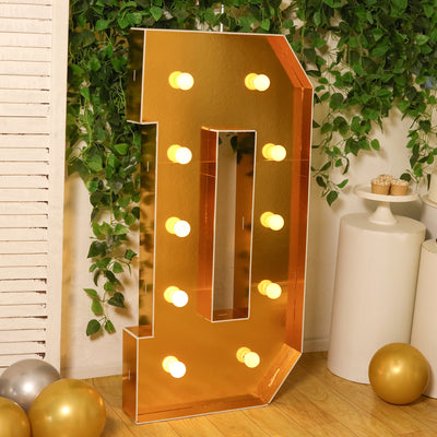 4ft Giant LED Marquee Letter "D", Gold Pre-Cut Foam Board with 10 Warm White Battery Operated LEDs, Glue Gun and Sticks