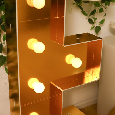 4ft Giant LED Marquee Letter "F", Gold Pre-Cut Foam Board with 10 Warm White Battery Operated LEDs, Glue Gun and Sticks