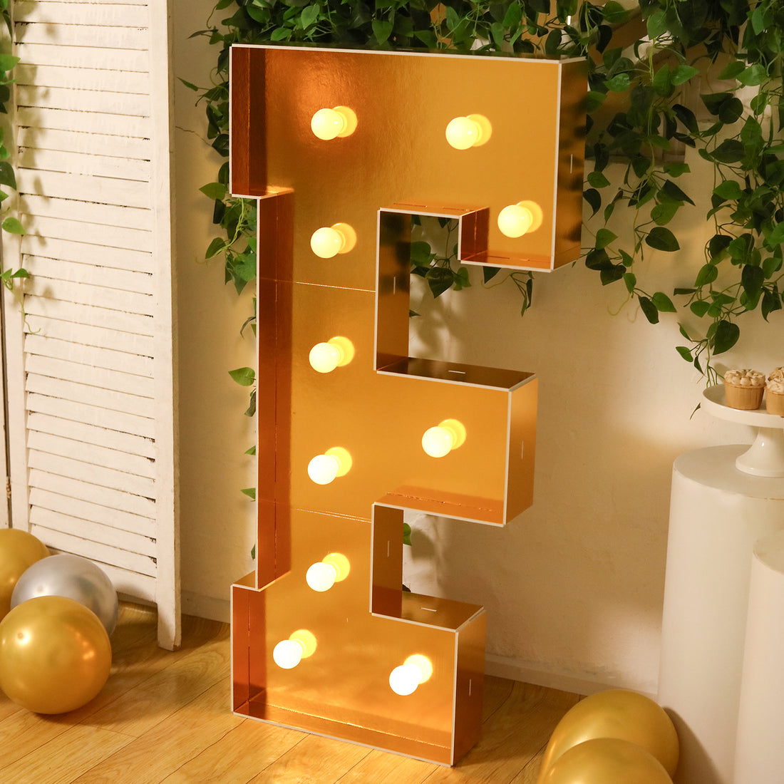 4ft Giant LED Marquee Letter Gold Pre-Cut Foam Board with 10 Warm White