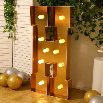 4ft Giant LED Marquee Letter "H", Gold Pre-Cut Foam Board with 10 Warm White Battery Operated LEDs, Glue Gun and Sticks