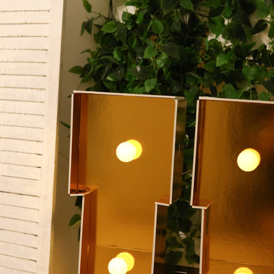 4ft Giant LED Marquee Letter "H", Gold Pre-Cut Foam Board with 10 Warm White Battery Operated LEDs, Glue Gun and Sticks