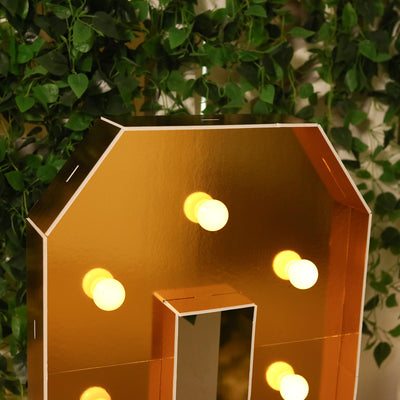 4ft Giant LED Marquee Letter "Q", Gold Pre-Cut Foam Board with 10 Warm White Battery Operated LEDs, Glue Gun and Sticks