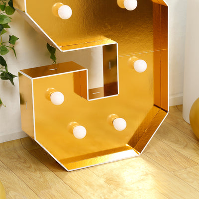 4ft Giant LED Marquee Letter "S", Gold Pre-Cut Foam Board with 10 Warm White Battery Operated LEDs, Glue Gun and Sticks