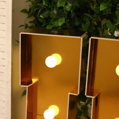 4ft Giant LED Marquee Letter "U", Gold Pre-Cut Foam Board with 10 Warm White Battery Operated LEDs, Glue Gun and Sticks