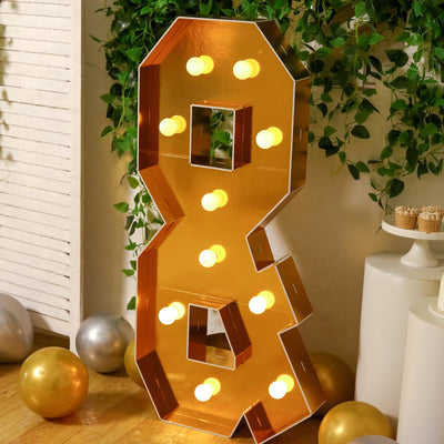 4ft Giant LED Marquee Symbol "&", Gold Pre-Cut Foam Board with 10 Warm White Battery Operated LEDs, Glue Gun and Sticks