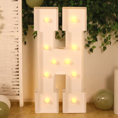 4ft Giant LED Marquee Letter "H", White Pre-Cut Foam Board with 10 Warm White Battery Operated LEDs, Glue Gun and Sticks