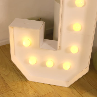 4ft Giant LED Marquee Letter "J", White Pre-Cut Foam Board with 10 Warm White Battery Operated LEDs, Glue Gun and Sticks