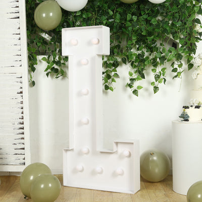 4ft Giant LED Marquee Letter "L", White Pre-Cut Foam Board with 10 Warm White Battery Operated LEDs, Glue Gun and Sticks