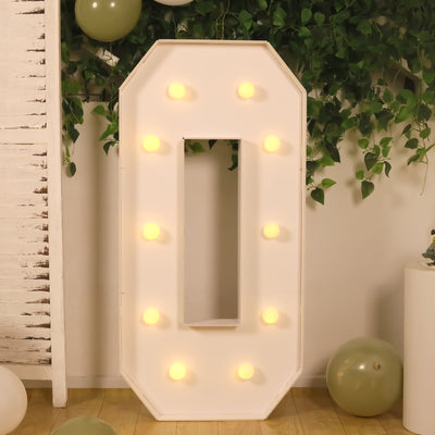 4ft Giant LED Marquee Letter "O", White Pre-Cut Foam Board with 10 Warm White Battery Operated LEDs, Glue Gun and Sticks
