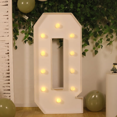 4ft Giant LED Marquee Letter "Q", White Pre-Cut Foam Board with 10 Warm White Battery Operated LEDs, Glue Gun and Sticks